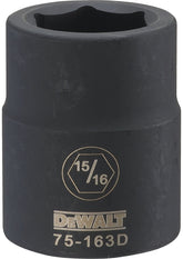 DeWALT DWMT75163OSP Impact Socket, 15/16 in Socket, 3/4 in Drive, 6-Point, CR-440 Steel, Black Oxide